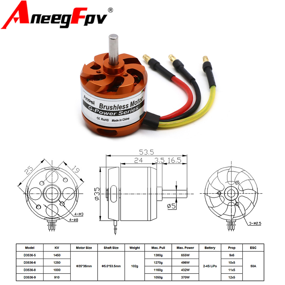 Rc Helicopter Mini - D3536 910KV 1000KV 1250KV 1450KV Borstelloze