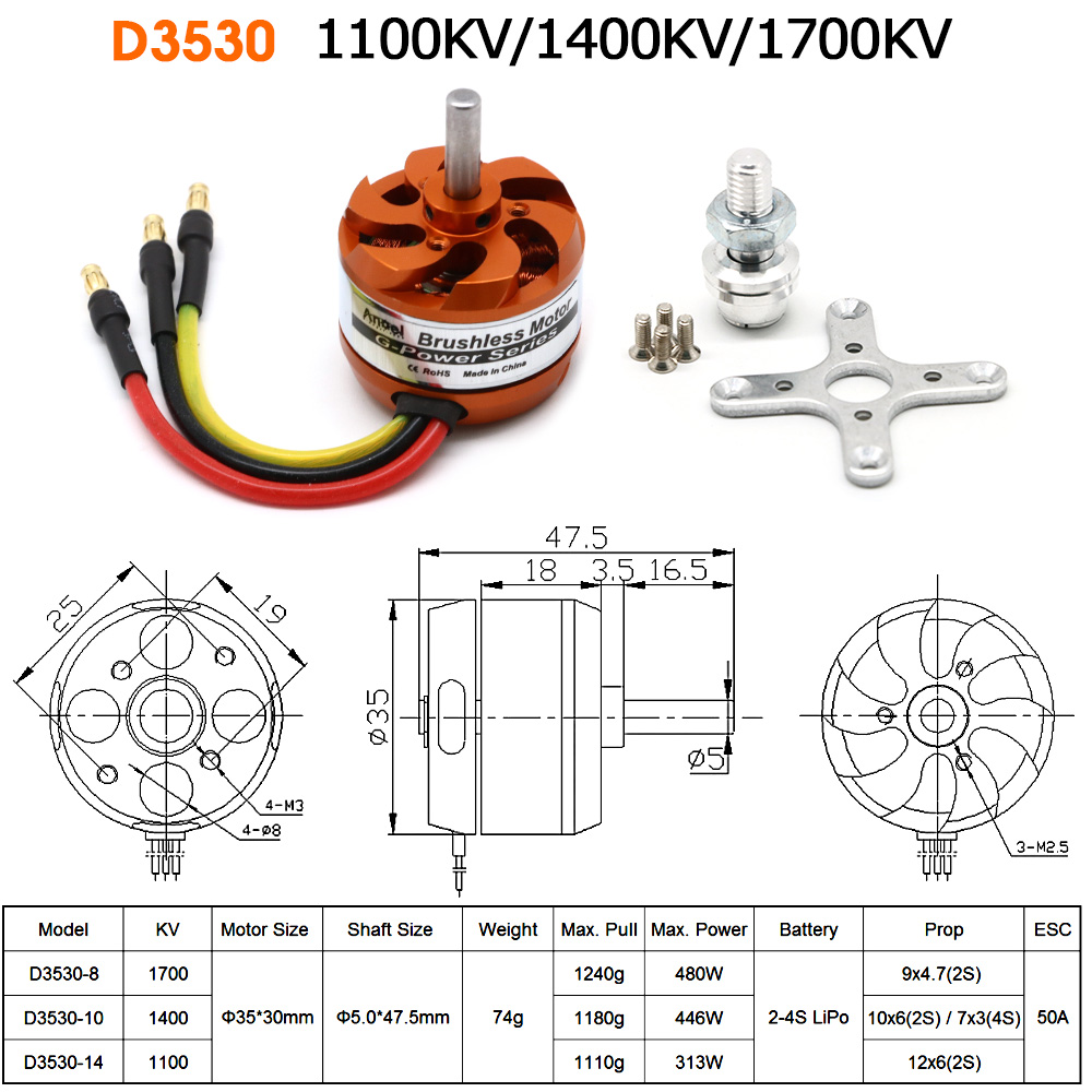 D3530 1100KV 1400KV 1700KV Bor - Rc Helicopter Mini recensie en prijs
